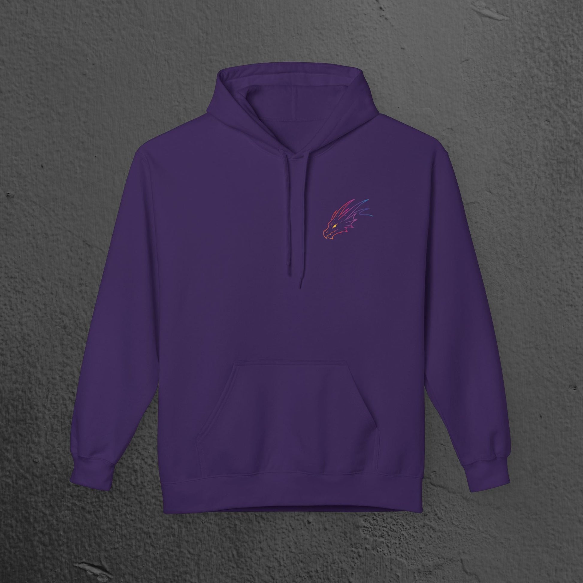 Neon Line Art, Rainbow Dragon Hoodie Printify