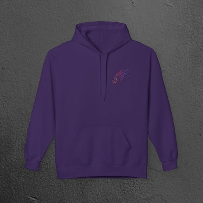 Neon Line Art, Rainbow Dragon Hoodie Printify