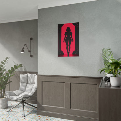 Rolled Poster — Cyber Noir Female Silhouette Art Print Printify