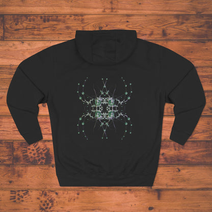 Kaleidoscope Geometric Hoodie, Symmetrical Green Mandala Back Print Printify