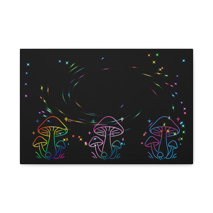 Psychedelic Neon Mushrooms Canvas Print Printify