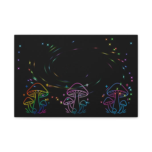 Psychedelic Neon Mushrooms Canvas Print Printify