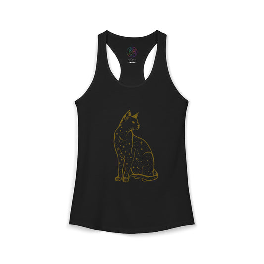 Racerback Tank Mystical Golden Cat Illustration