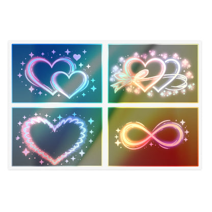 Neon Hearts Sticker Sheet Printify