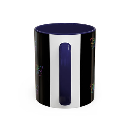 Rainbow Neon Butterfly Mug | Black Accent Coffee Mug Printify