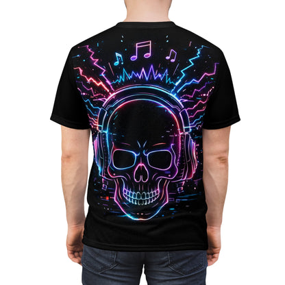 Skull Print Tee, Subtle Dark Gothic Graphic T-Shirt Printify