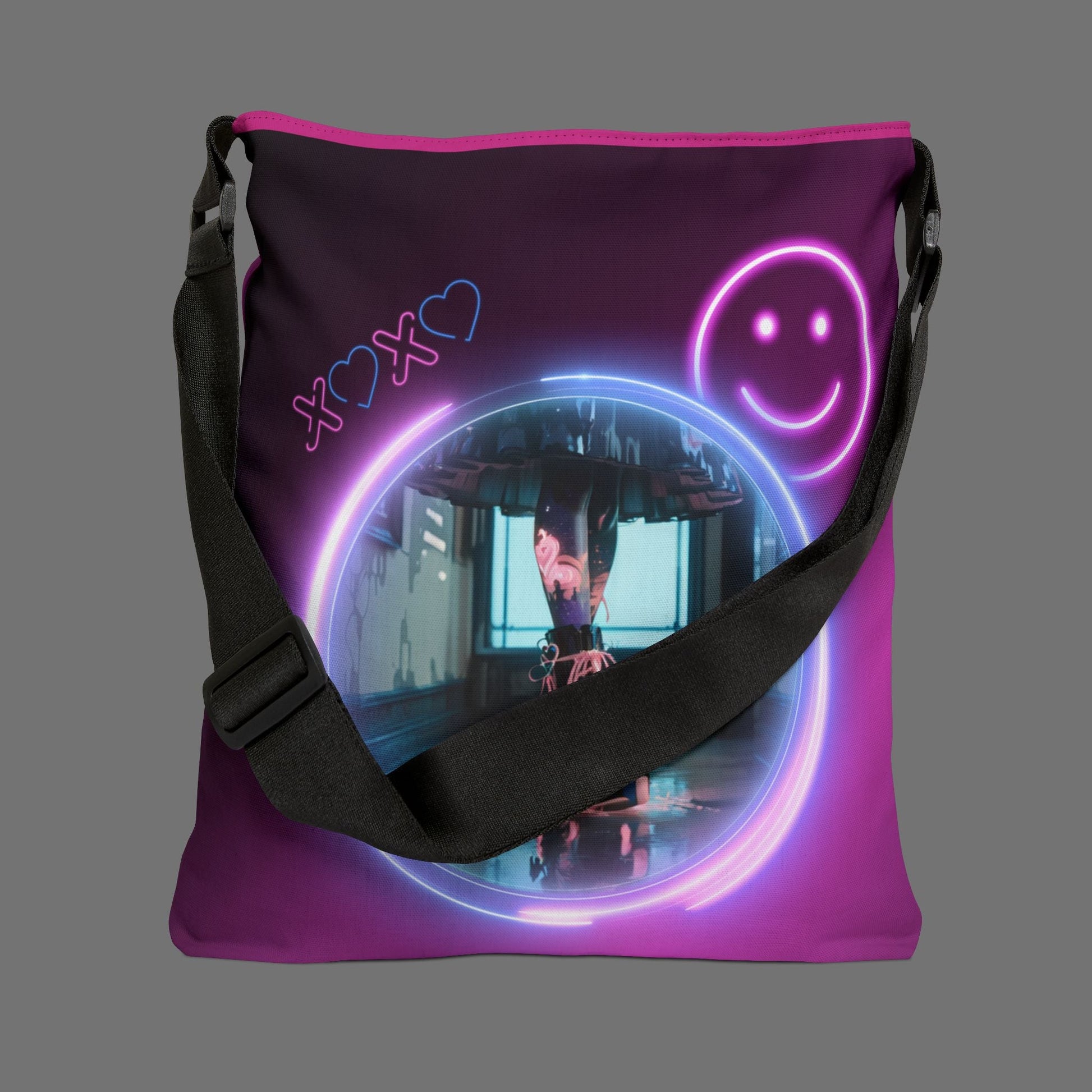 Neon Smiley Face Tote Bag Printify