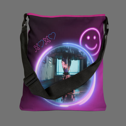 Neon Smiley Face Tote Bag Printify