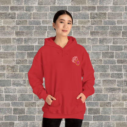 Neon Smiley Face Collage Hoodie Printify