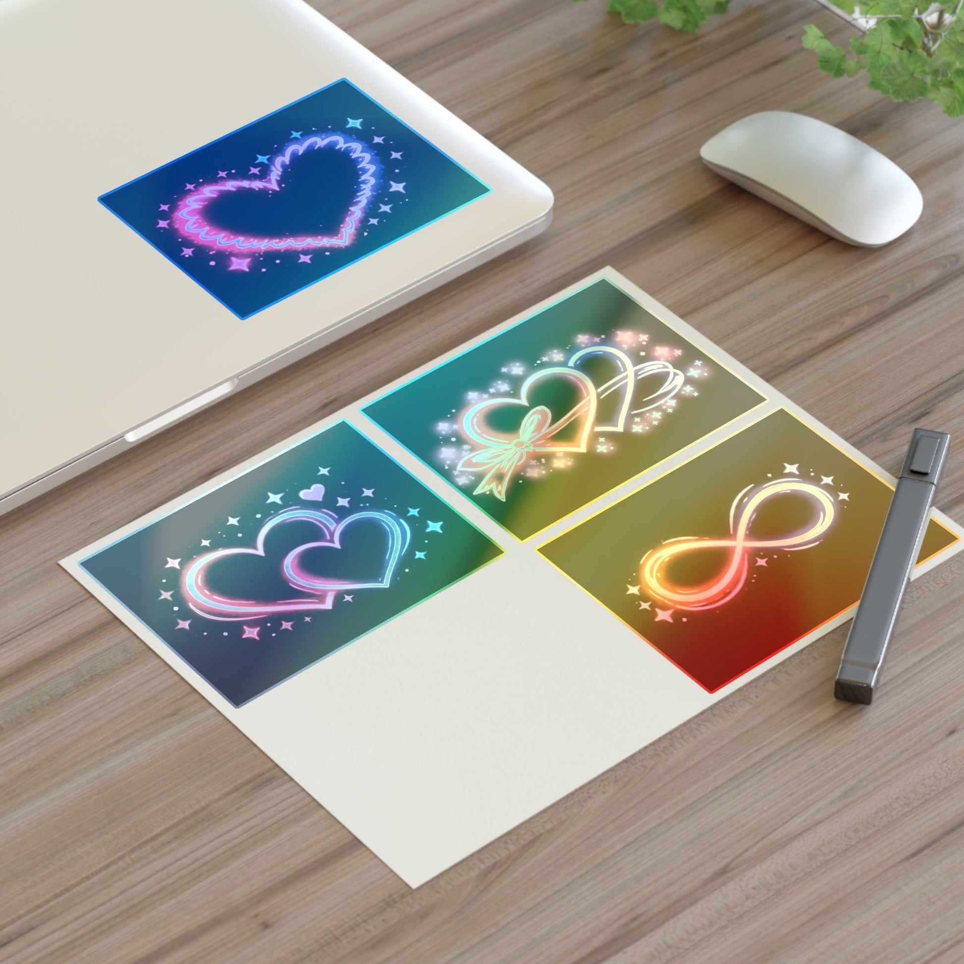 Neon Hearts Sticker Sheet Printify