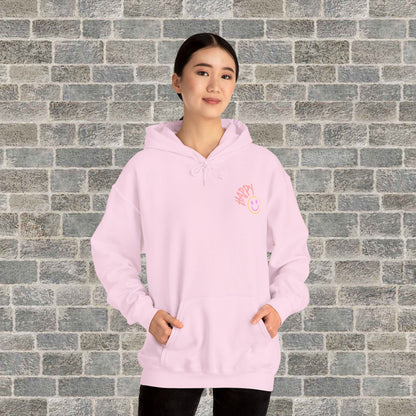 Neon Smiley Face Collage Hoodie Printify