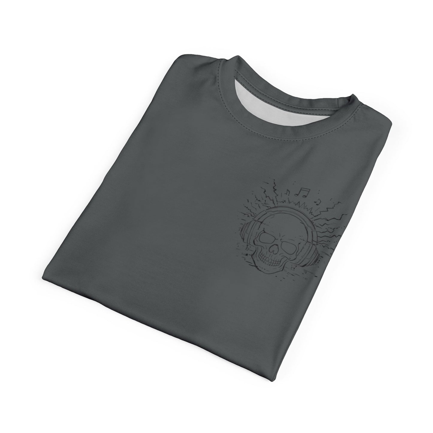 Skull Graphic Tee, Subtle Dark Grey Chest Print Printify