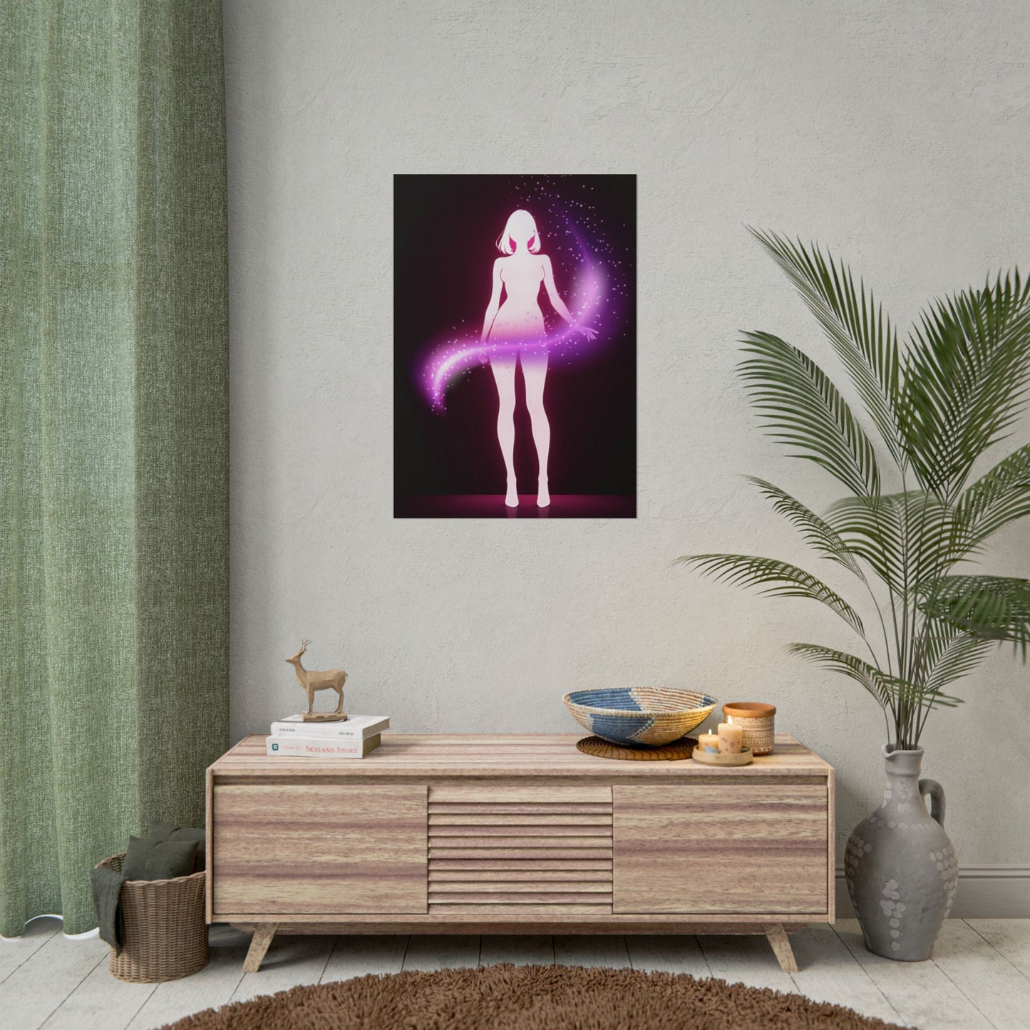 Magic Aura Poster — Pink Silhouette Fantasy Wall Art (Rolled Poster) Printify