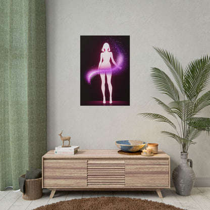 Magic Aura Poster — Pink Silhouette Fantasy Wall Art (Rolled Poster) Printify