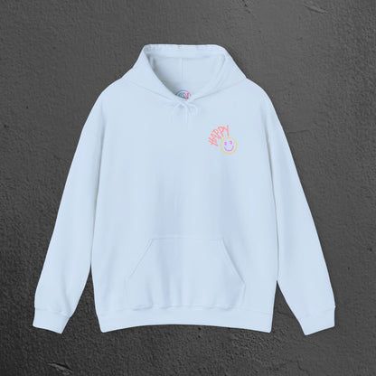 Neon Smiley Face Collage Hoodie Printify