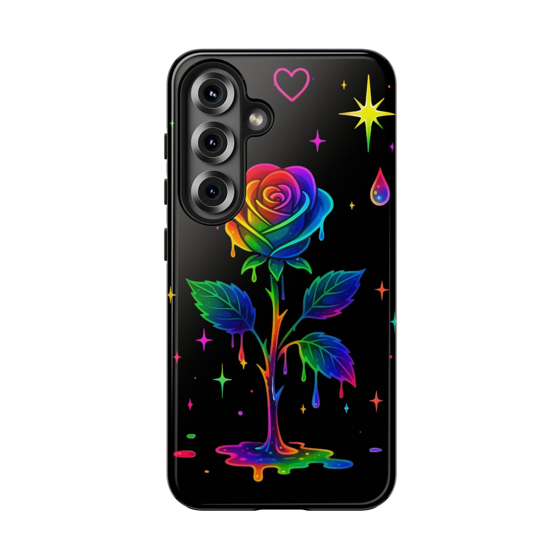 Rainbow Dripping Rose Phone Case | Tough Phone Cases Printify