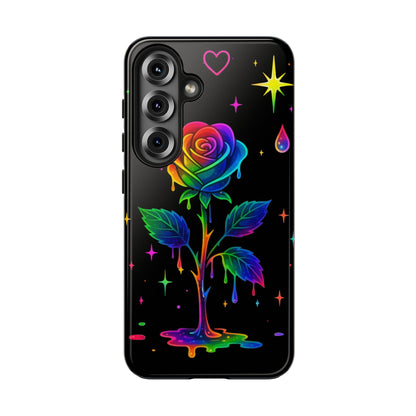 Rainbow Dripping Rose Phone Case | Tough Phone Cases Printify