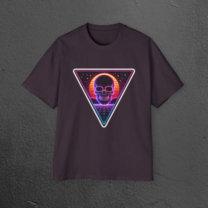 Retro Vaporwave Skull Tee/ Neon Triangle 80s Aesthetic Oversized Shirt Printify
