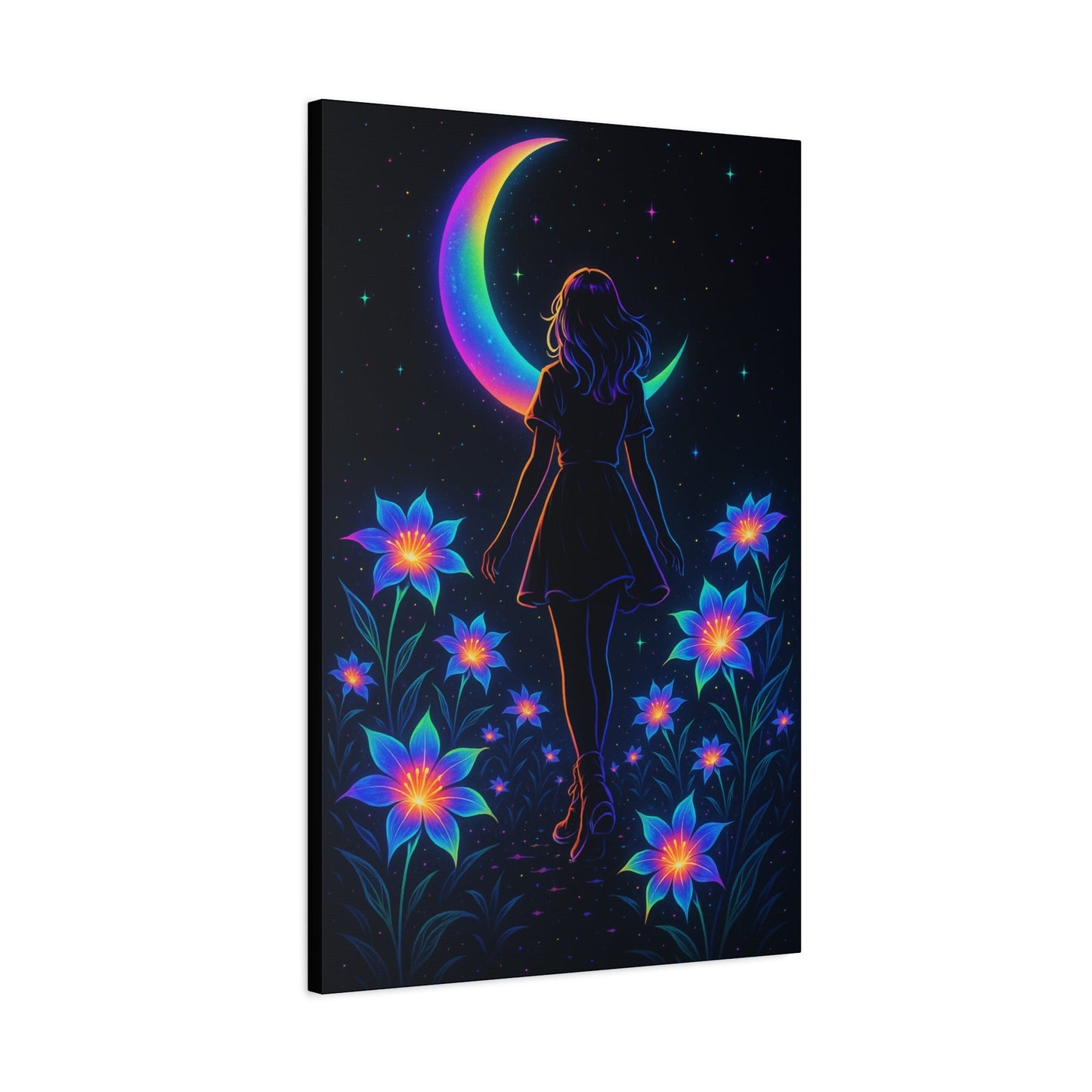 Neon Moon Girl Canvas Printify