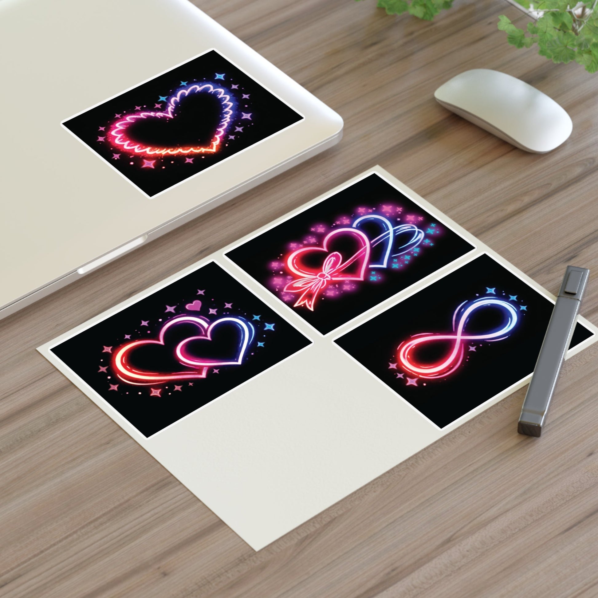 Neon Hearts Sticker Sheet Printify