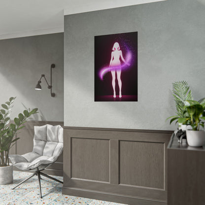 Magic Aura Poster — Pink Silhouette Fantasy Wall Art (Rolled Poster) Printify