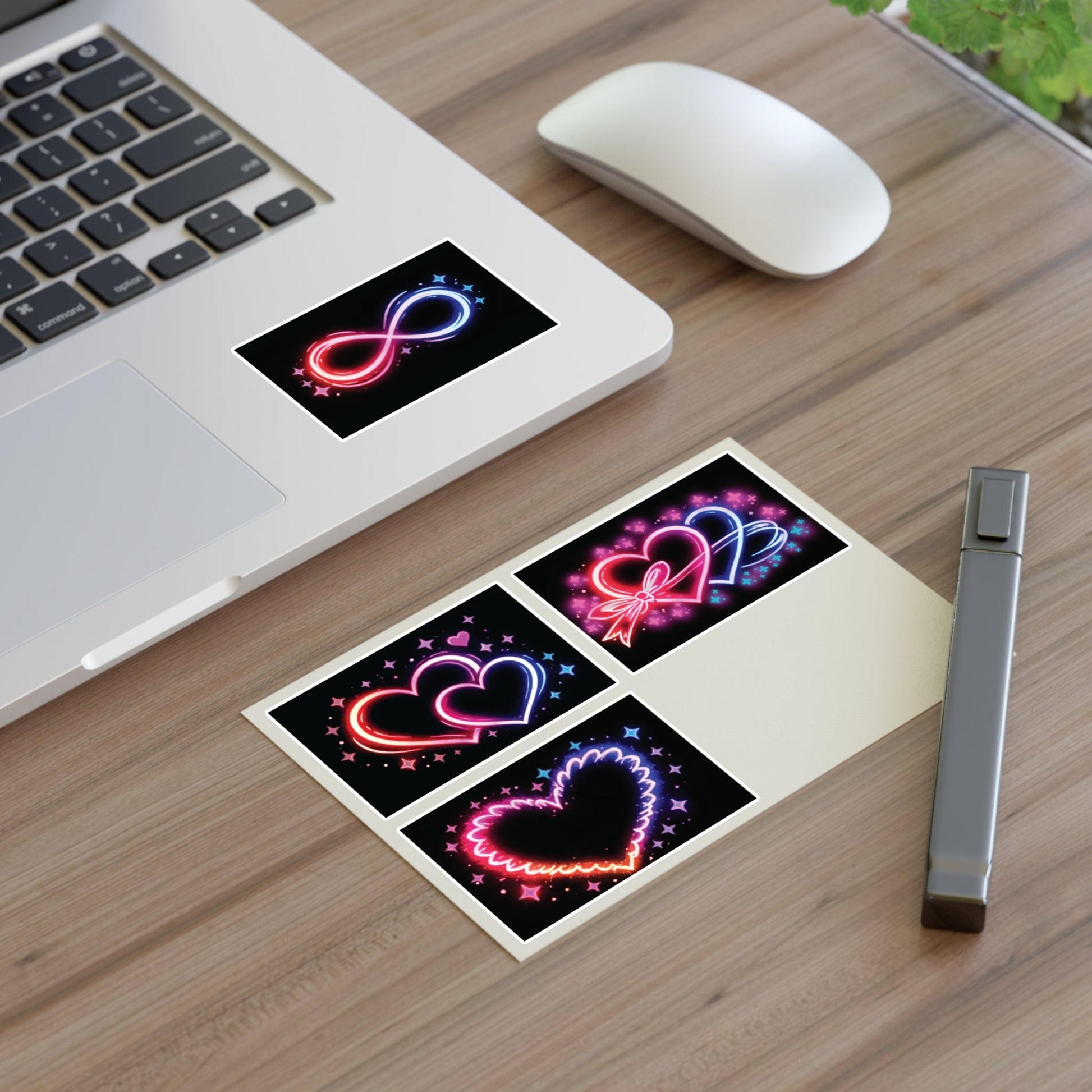 Neon Hearts Sticker Sheet Printify