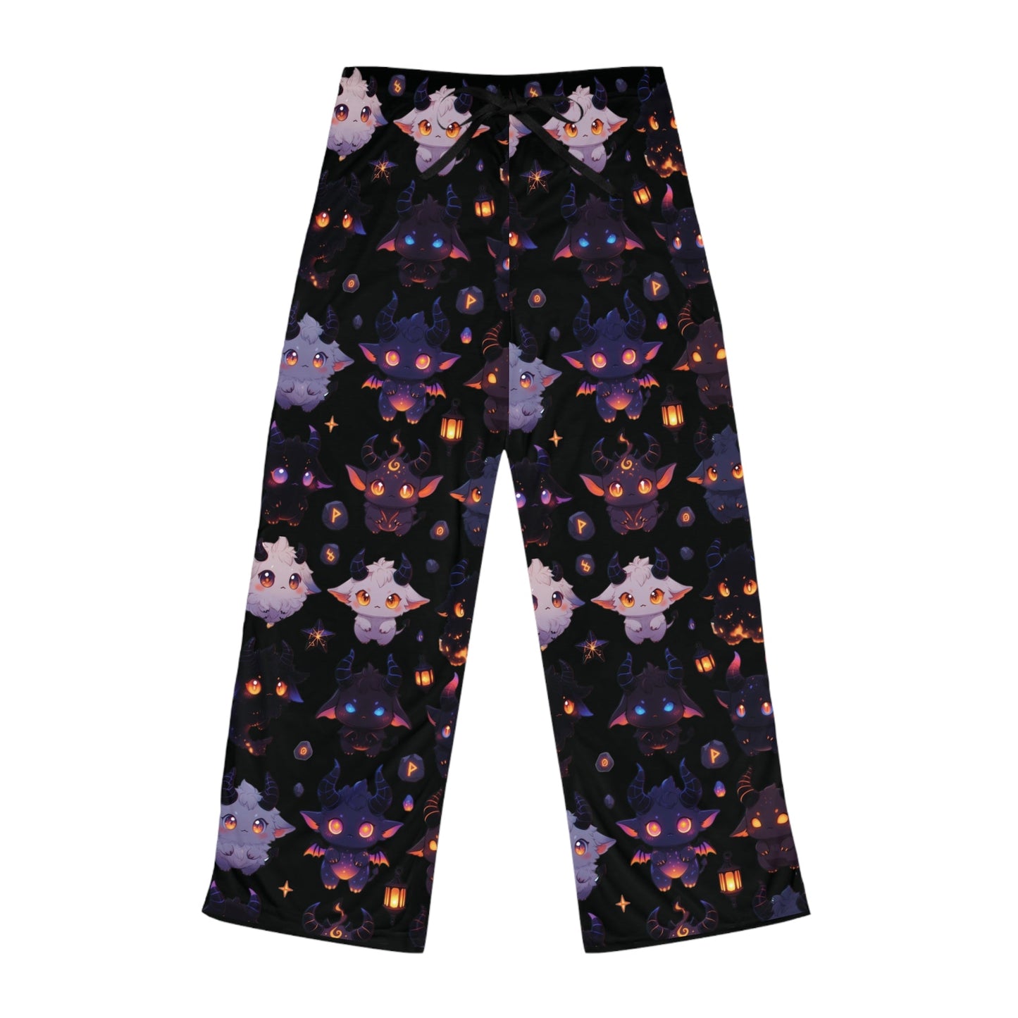 Spooky Kawaii Pajama Pants, Cute Spooky Critters All-Over-Print Sleepwear Printify