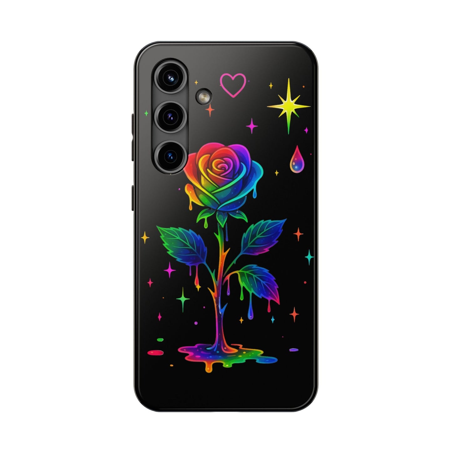 Rainbow Dripping Rose Phone Case | Tough Phone Cases Printify