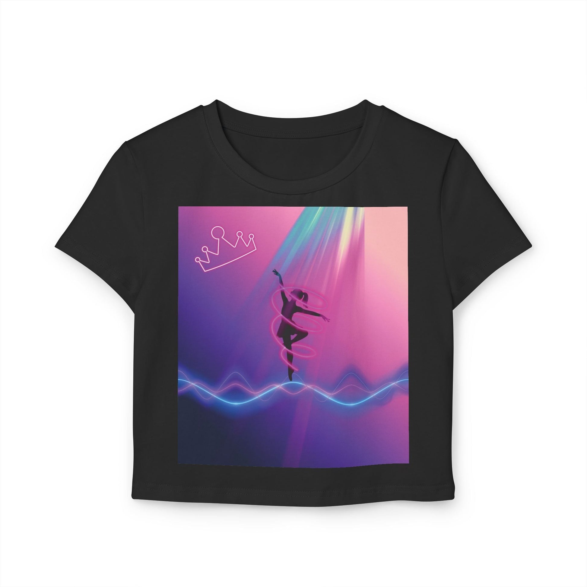 Neon Aerialist Dancer Crop Tee | Pink Purple Vaporwave Printify