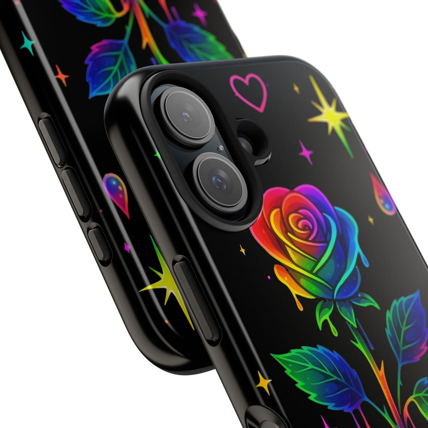 Rainbow Dripping Rose Phone Case | Tough Phone Cases Printify