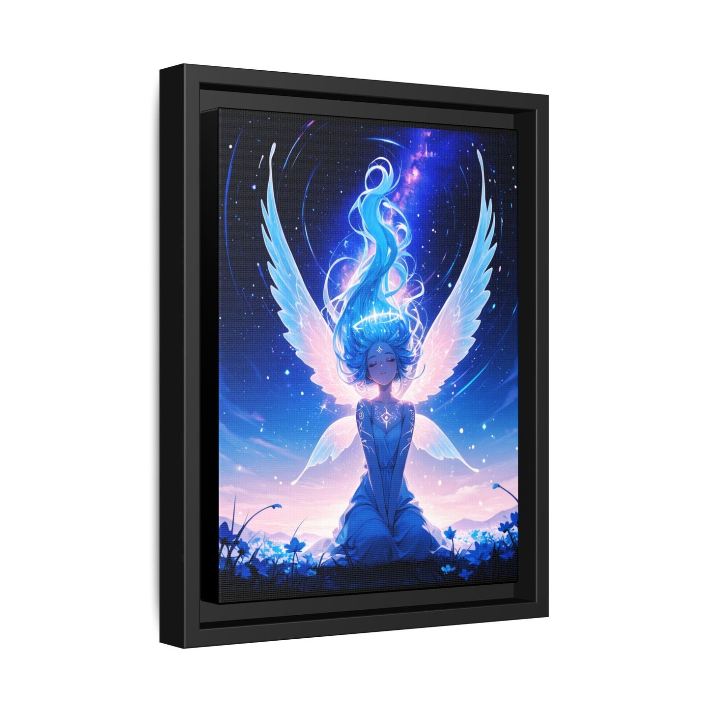 Blue Angel Fantasy Artwork framed canvas | Matte Canvas Printify