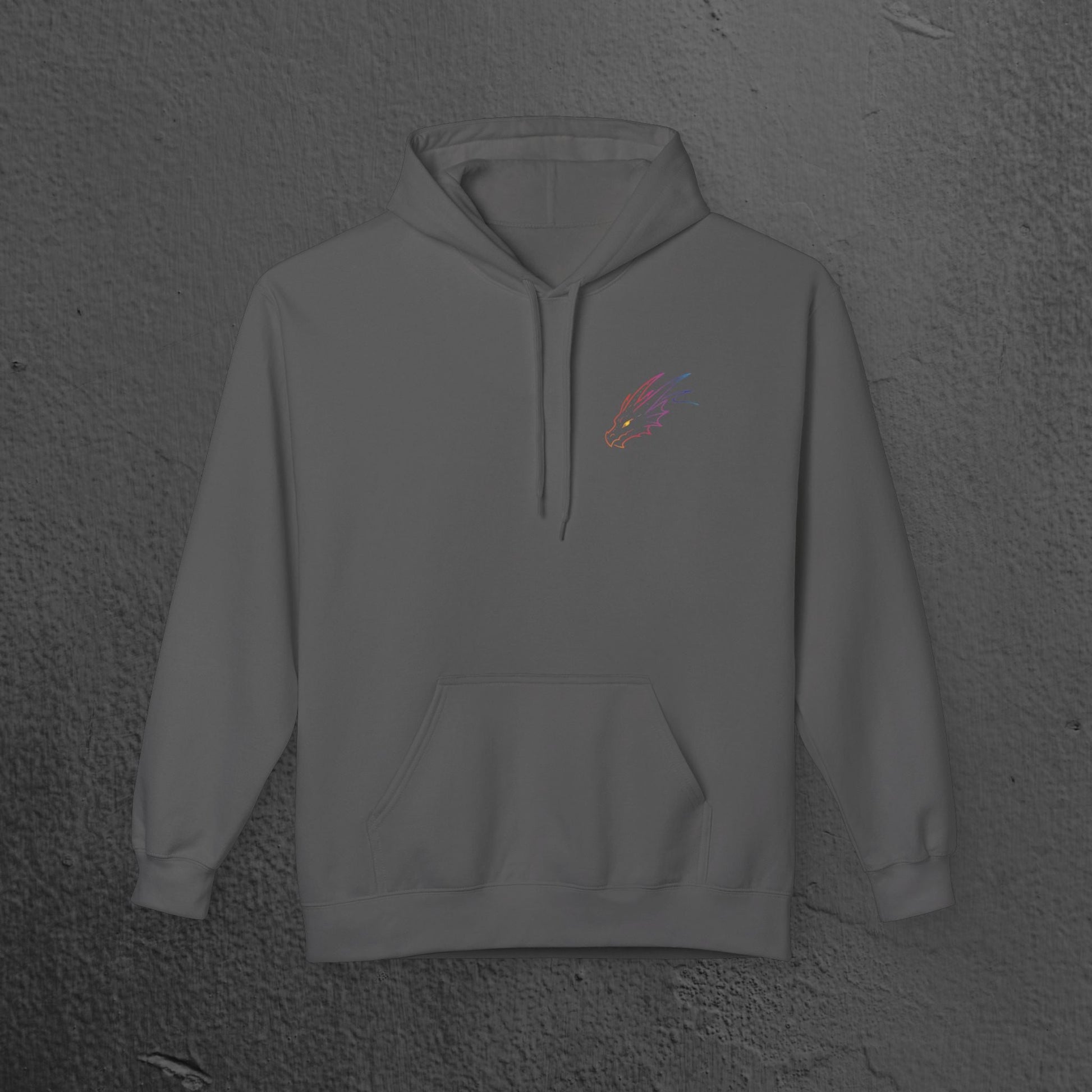 Neon Line Art, Rainbow Dragon Hoodie Printify