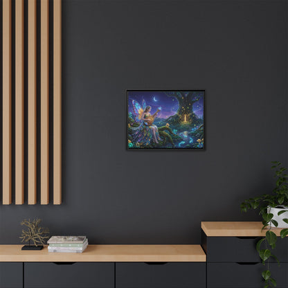 Fairy Musician Painting, Matte Canvas Framed Fantasy Wall Art Printify