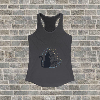 Women's Ideal Racerback Tank with Lunar Cat and Crystals Printify