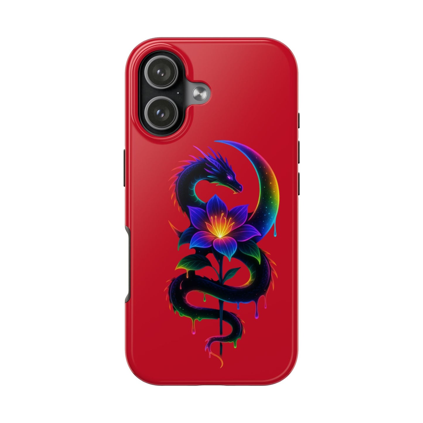 Rainbow Dragon with Moonflower Phone Case | Tough Phone Case Printify