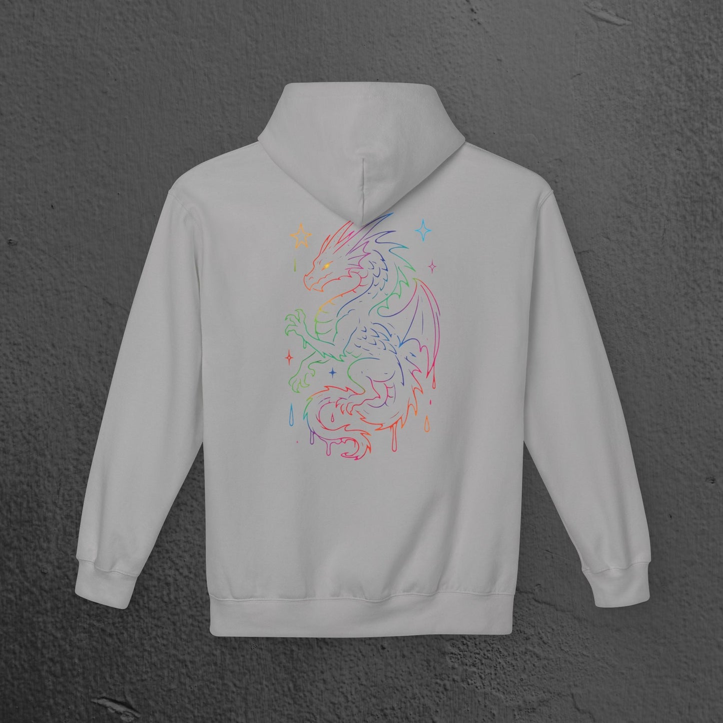 Neon Line Art, Rainbow Dragon Hoodie Printify