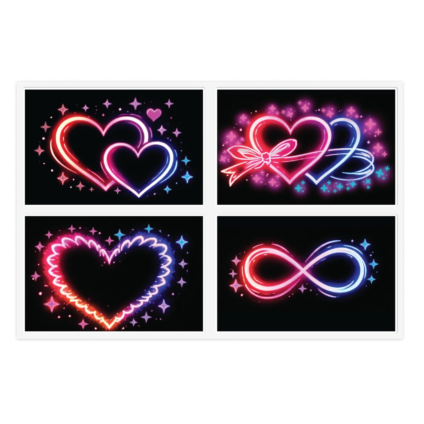 Neon Hearts Sticker Sheet Printify