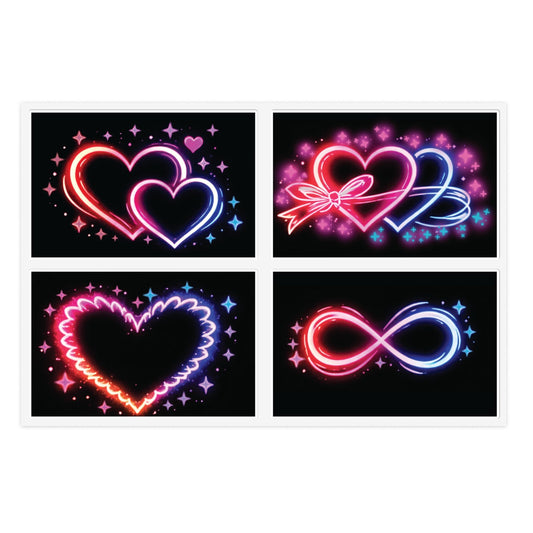 Neon Hearts Sticker Sheet Printify