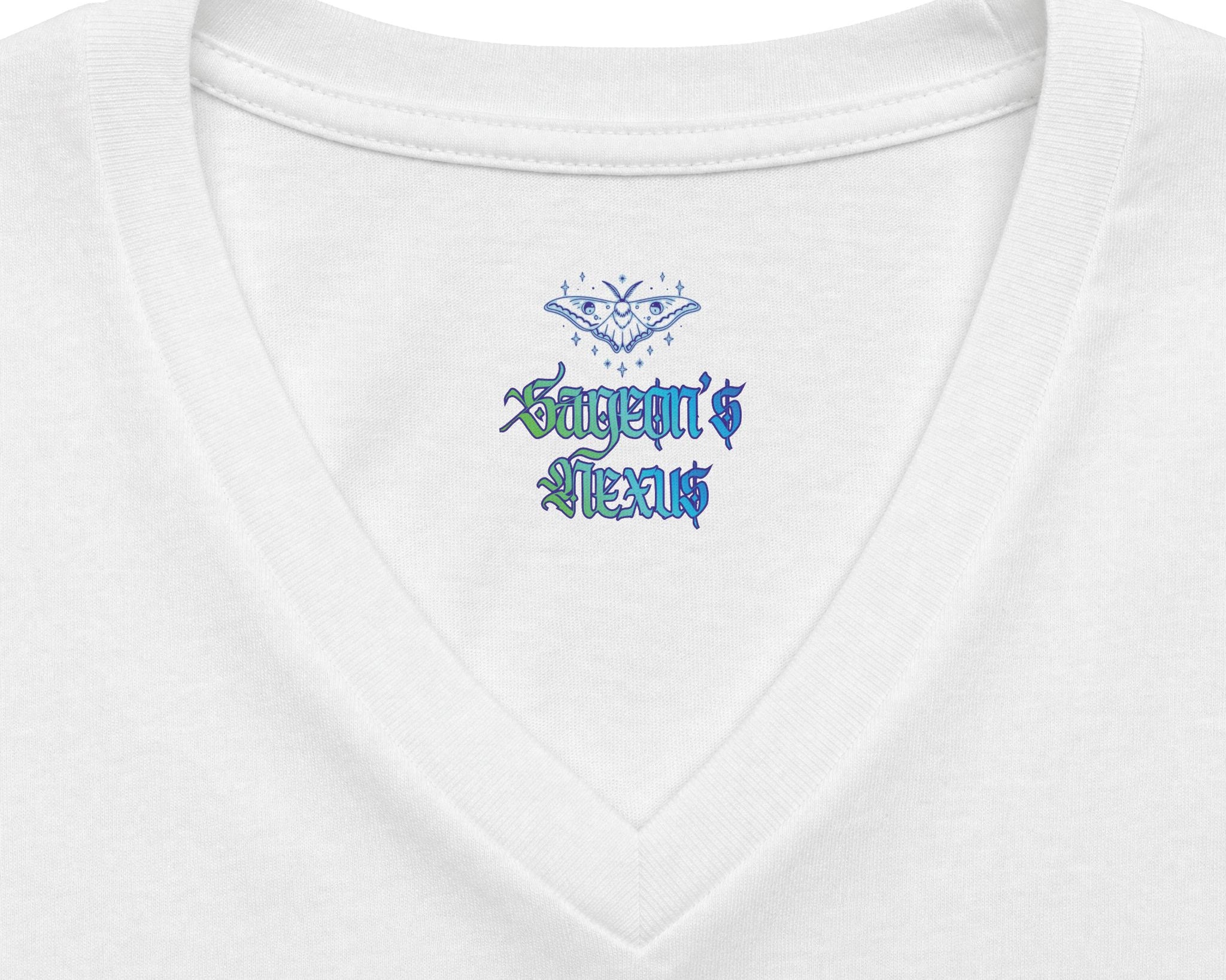 Crescent Moon & Lotus Graphic V-Neck Tee