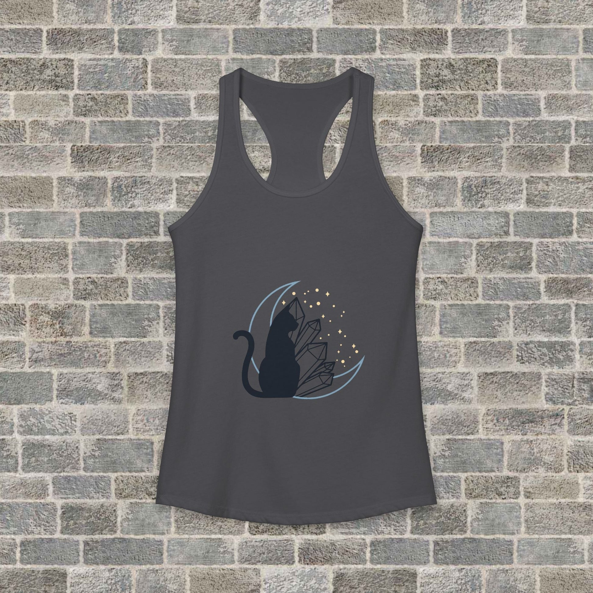 Women's Ideal Racerback Tank with Lunar Cat and Crystals Printify