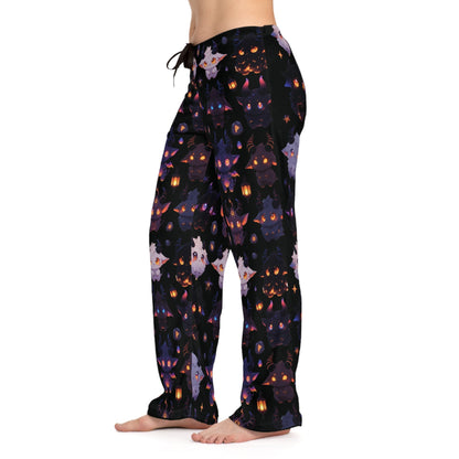 Spooky Kawaii Pajama Pants, Cute Spooky Critters All-Over-Print Sleepwear Printify