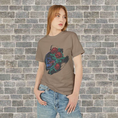 Skull & Roses Graphic Tee/ Gothic Floral Skull T‑Shirt Printify