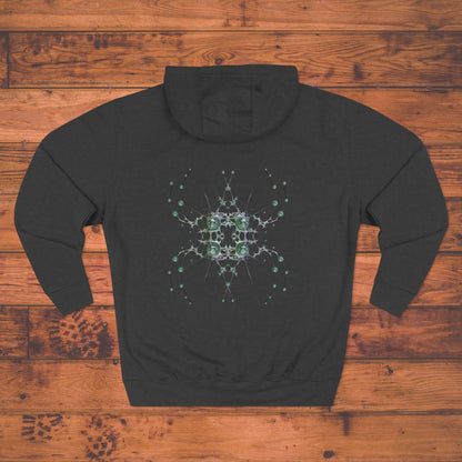 Kaleidoscope Geometric Hoodie, Symmetrical Green Mandala Back Print Printify