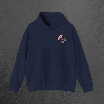 Neon Smiley Face Collage Hoodie Printify