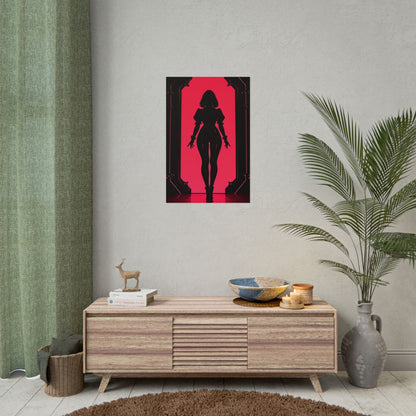 Rolled Poster — Cyber Noir Female Silhouette Art Print Printify