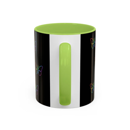 Rainbow Neon Butterfly Mug | Black Accent Coffee Mug Printify