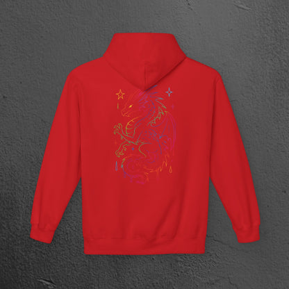 Neon Line Art, Rainbow Dragon Hoodie Printify