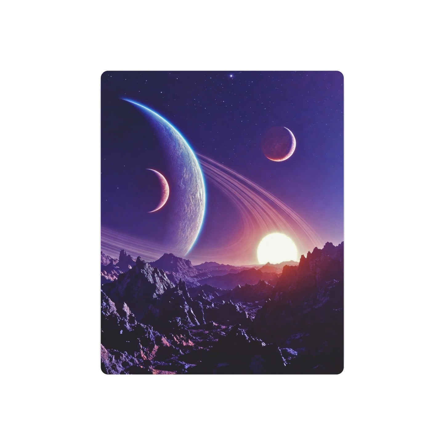 Cosmic Planet Sunset Metal Art Sign | Space Landscape Wall Decor Printify