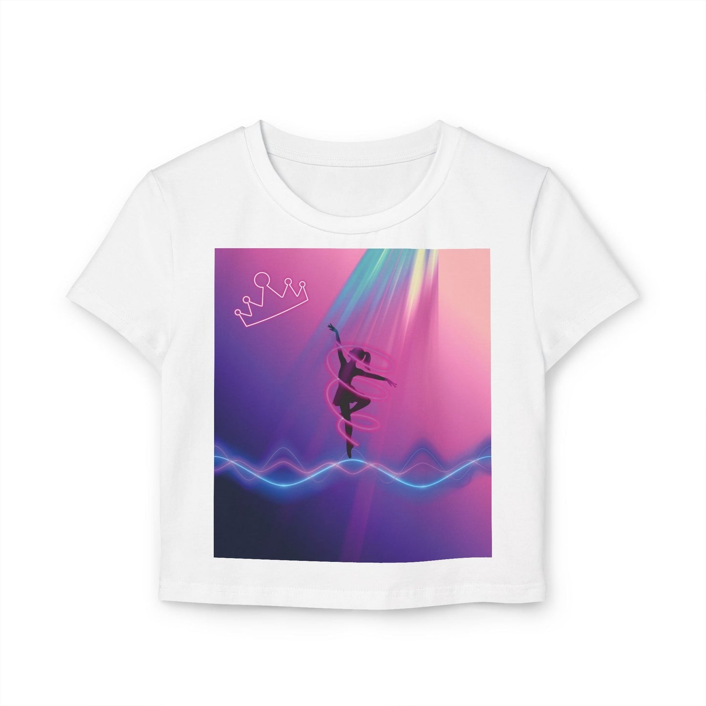 Neon Aerialist Dancer Crop Tee | Pink Purple Vaporwave Printify