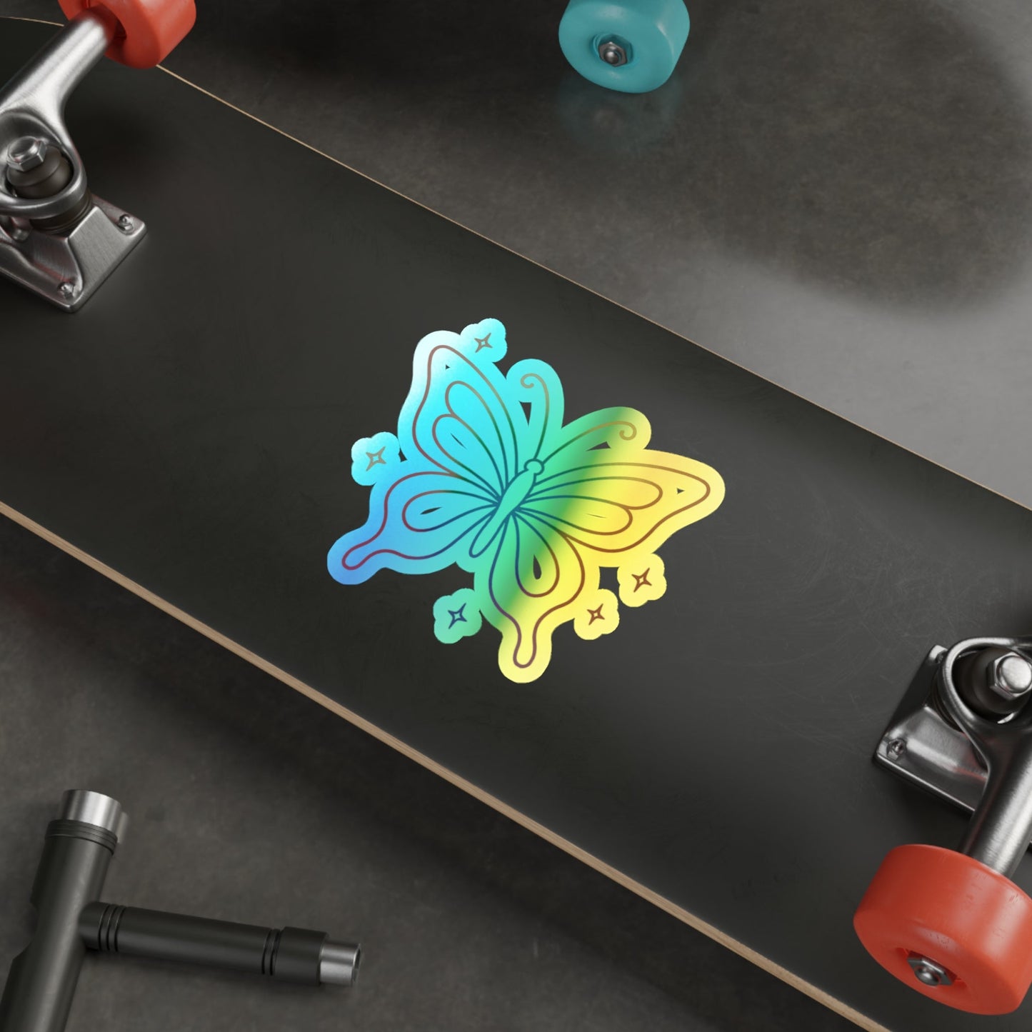 Holographic Butterfly Die-Cut Sticker, Rainbow Shimmer Printify